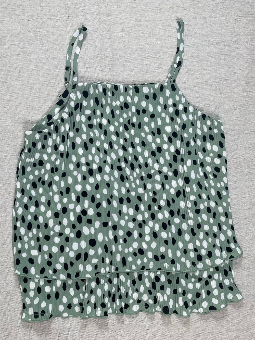 Ann Taylor | Green Dalmation Print Pleated Tank | Small